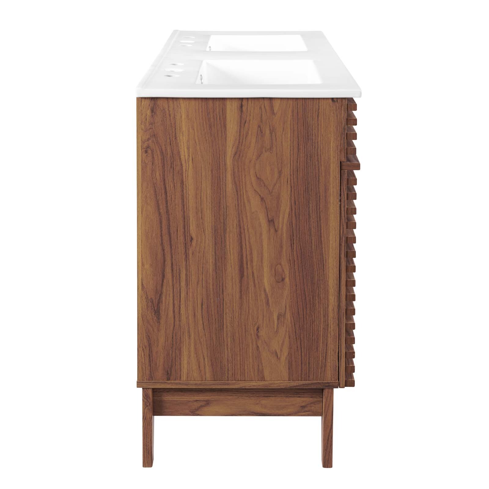 Modway Render 48″ Double Bathroom Vanity in Walnut White