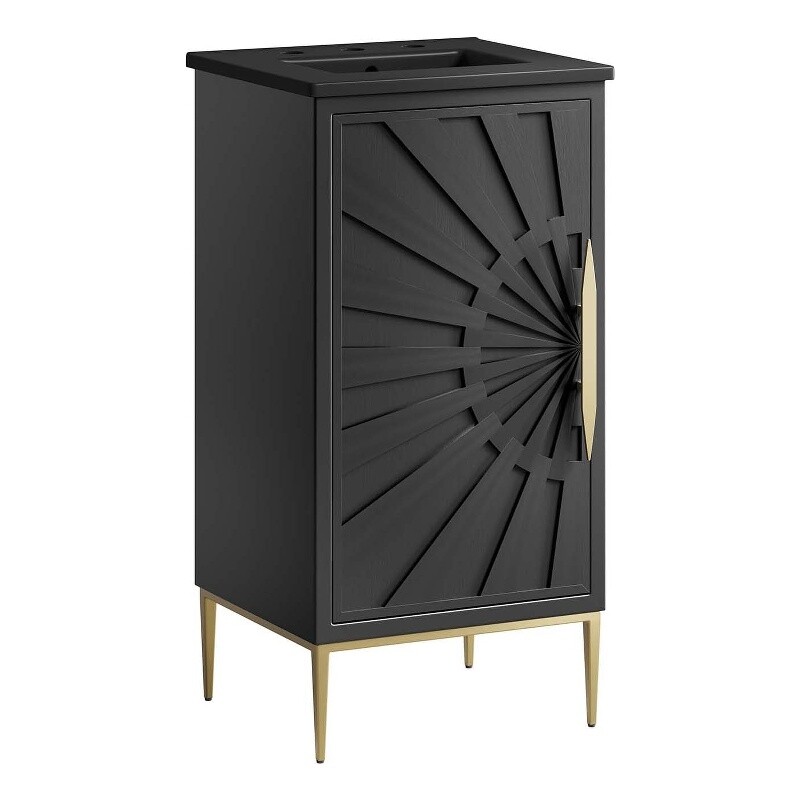 Modway Awaken 18″ Solid Wood and MDF Bathroom Vanity in Black