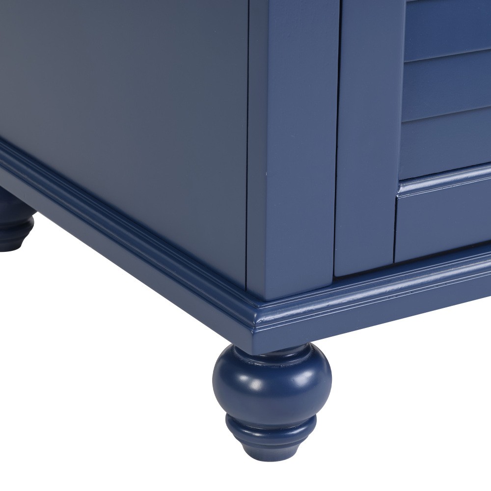36″ Blue Bathroom Vanity with Ceramic Sink, Soft-Close Drawers, Solid Wood Frame