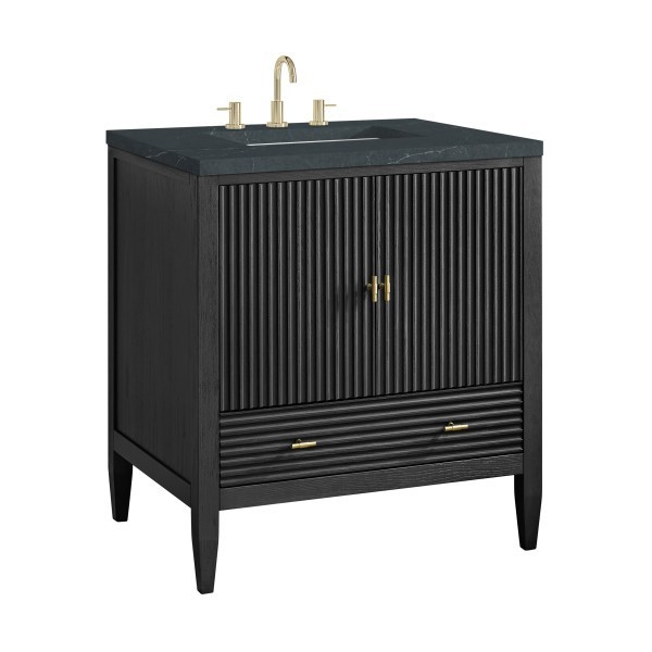 30″ James Martin Myrrin 485-V30-CBO-3CSP Vanity Cabinet Charcoal Soapstone Top