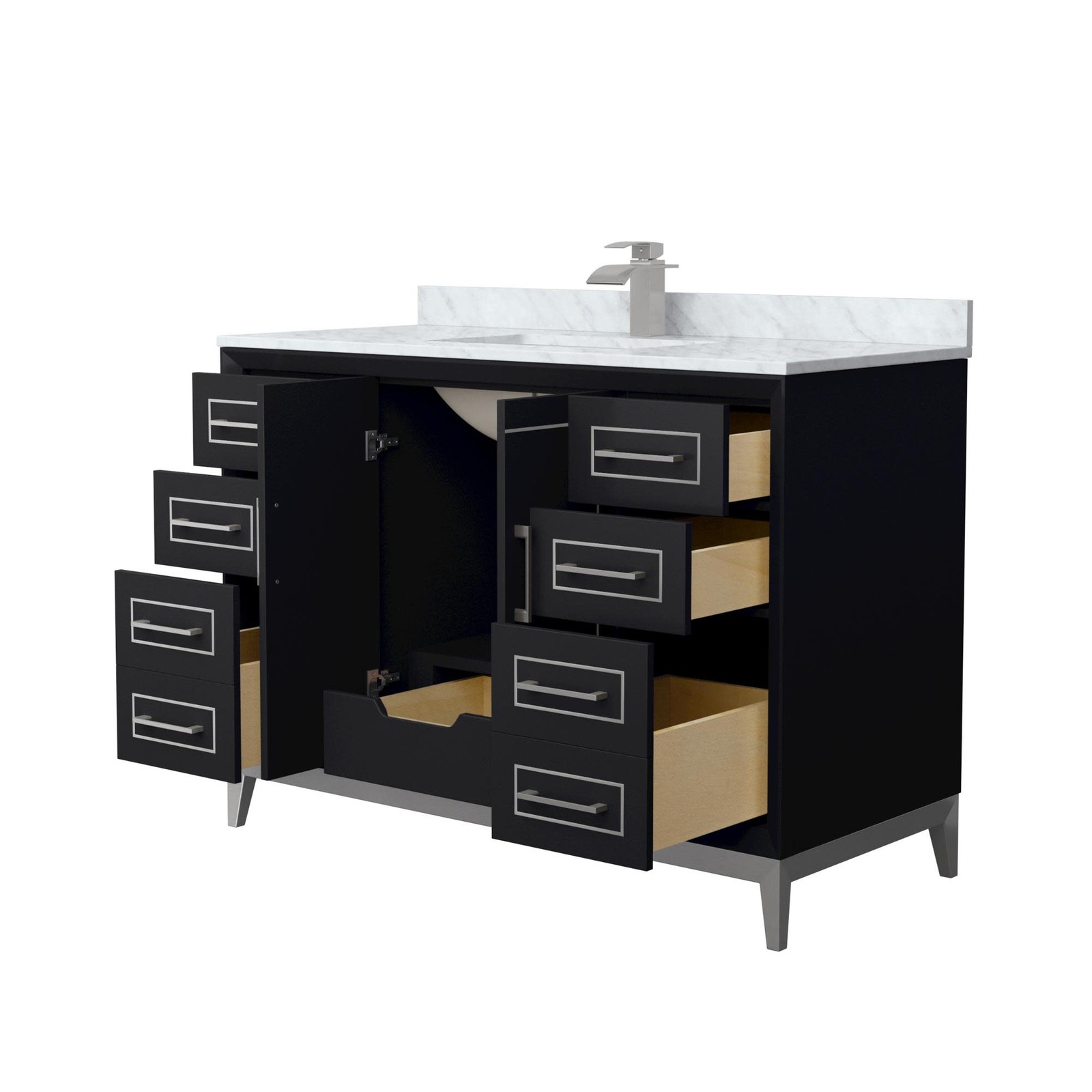 Wyndham Collection WCH515148S-NAT-UNSMXX Marlena 48″ – Black / Brushed Nickel