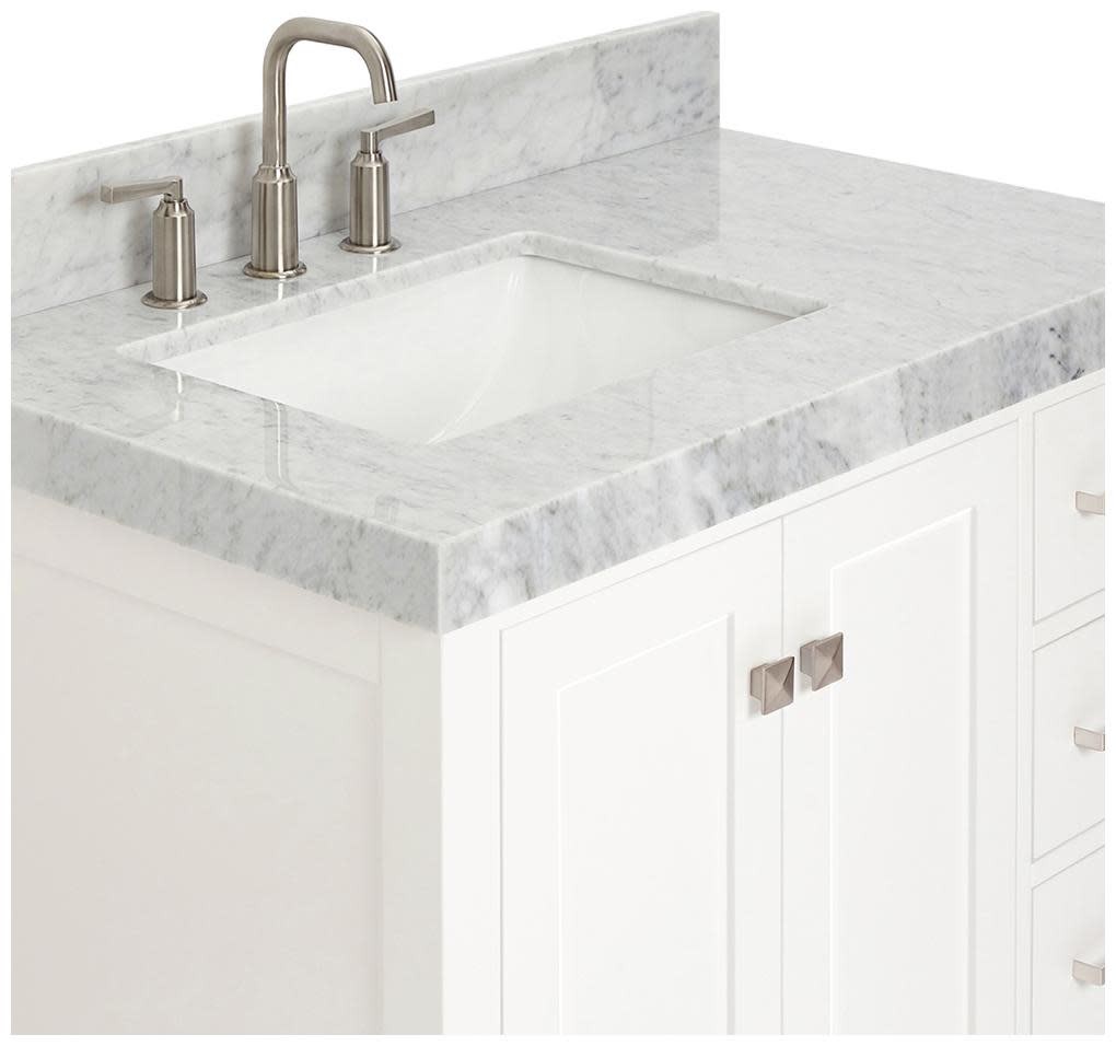 Ariel A036SLCW5RVO Cambridge 36″ – White / Italian Carrara Marble Top / Brushed
