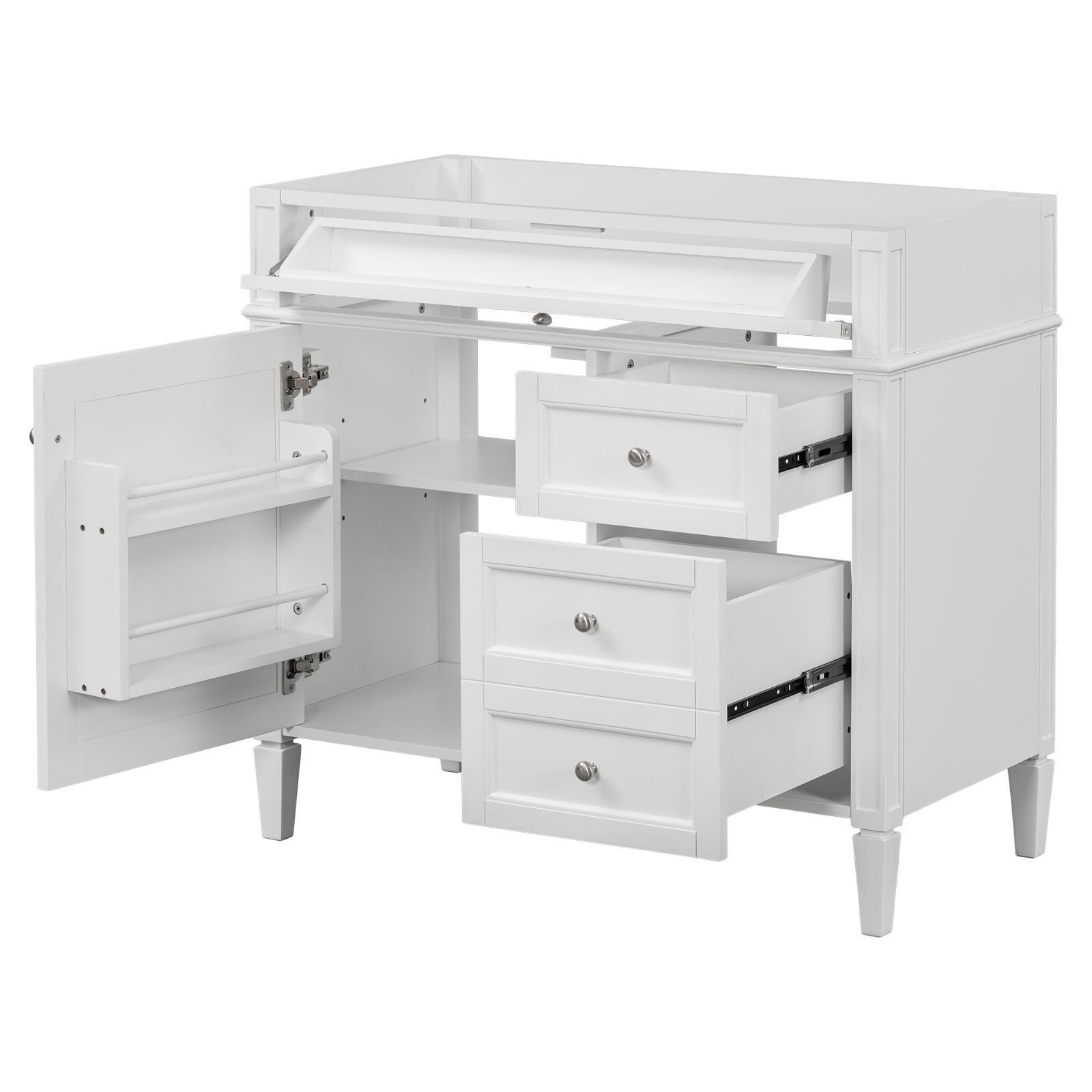 Solid Wood Bathroom Vanity 36”, No Sink, Functional Design with Adjustable