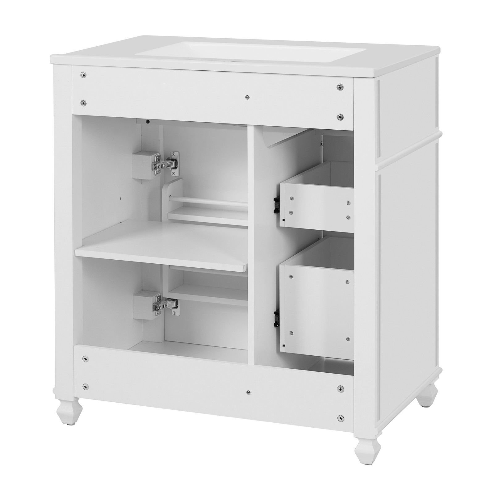 30 Inch Bathroom Vanity w/Ceramic Sink Basin, Storage Cabinet w/Soft Close Door