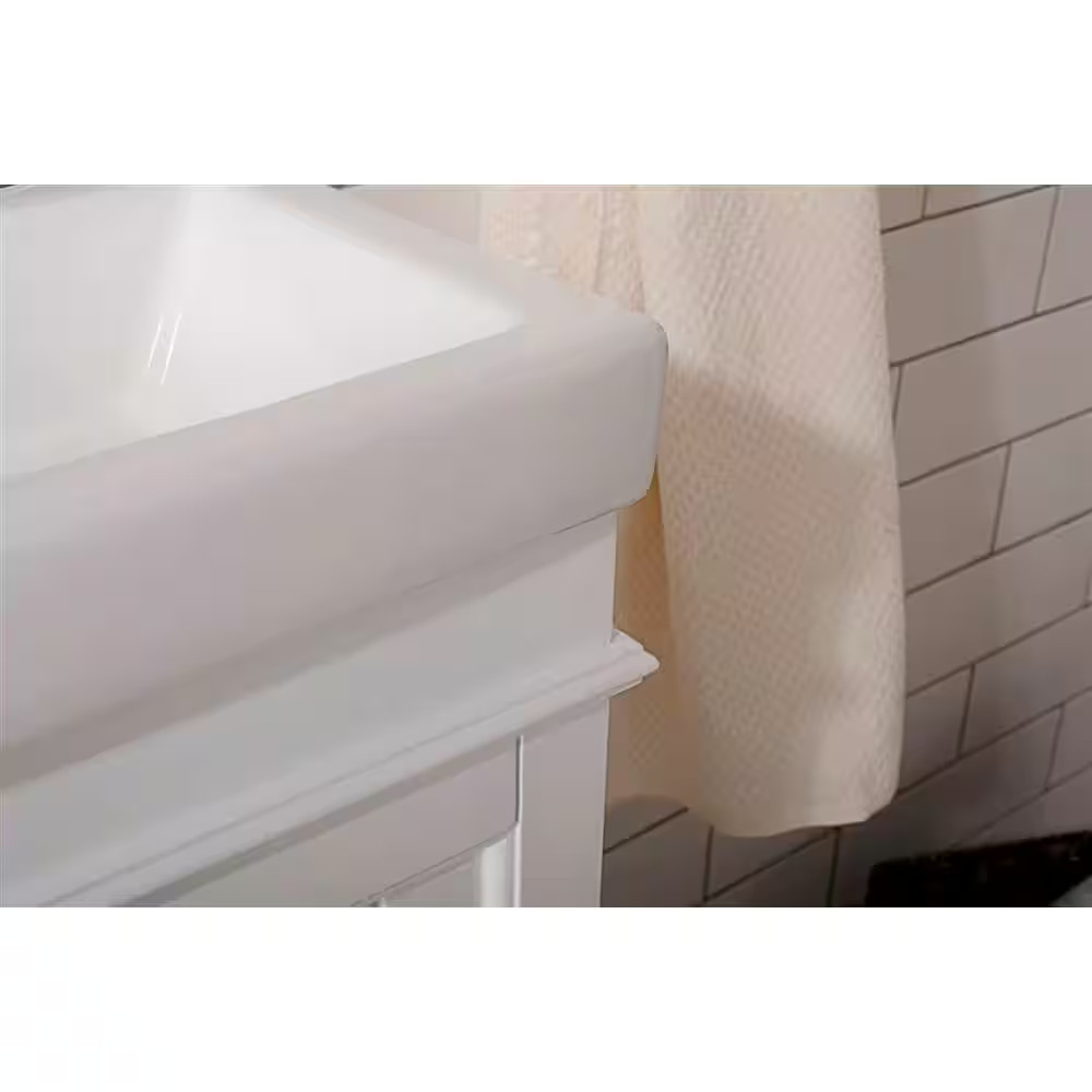 17.5 In. W Bath Vanity in White with Ceramic Vanity Top in White with White Basi