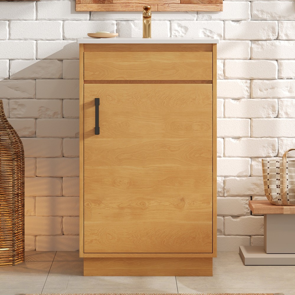 20″ Bathroom Vanity w/Sink, Freestanding Vanity Cabinet,Shelf, Soft Closing Door