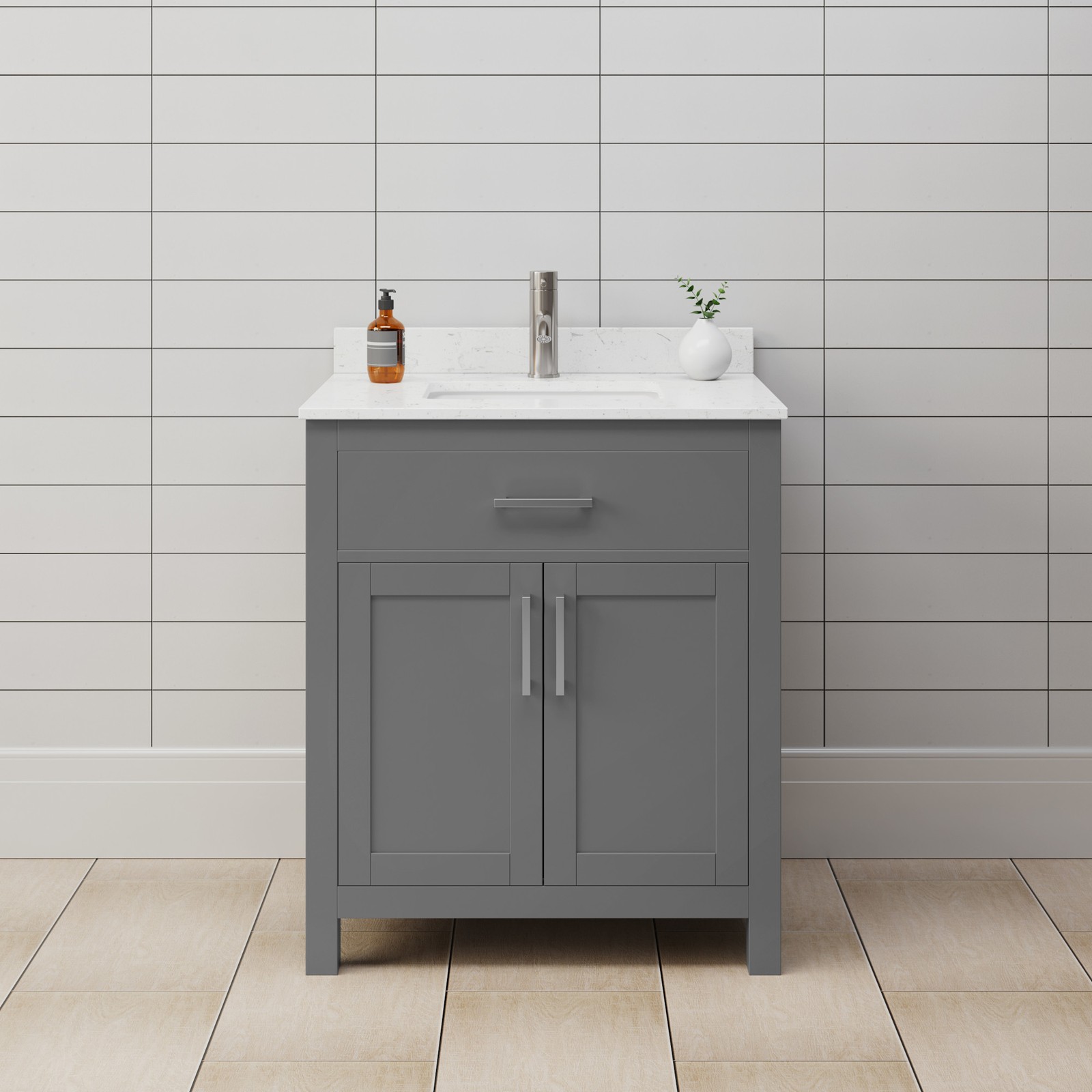 Wyndham Collection WCG242430S-UNSMXX Beckett 30″ – Dark Gray / Carrara Cultured