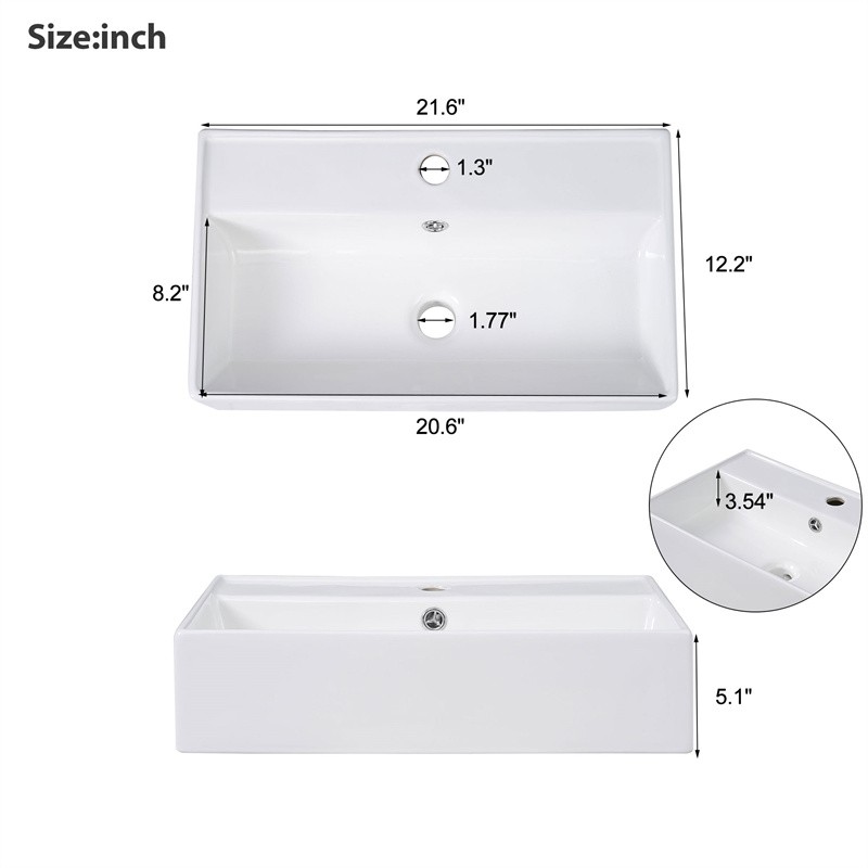 21.6″ Bathroom Vanity with Single Sink,Freestanding Left Door Wood Grain Cabinet