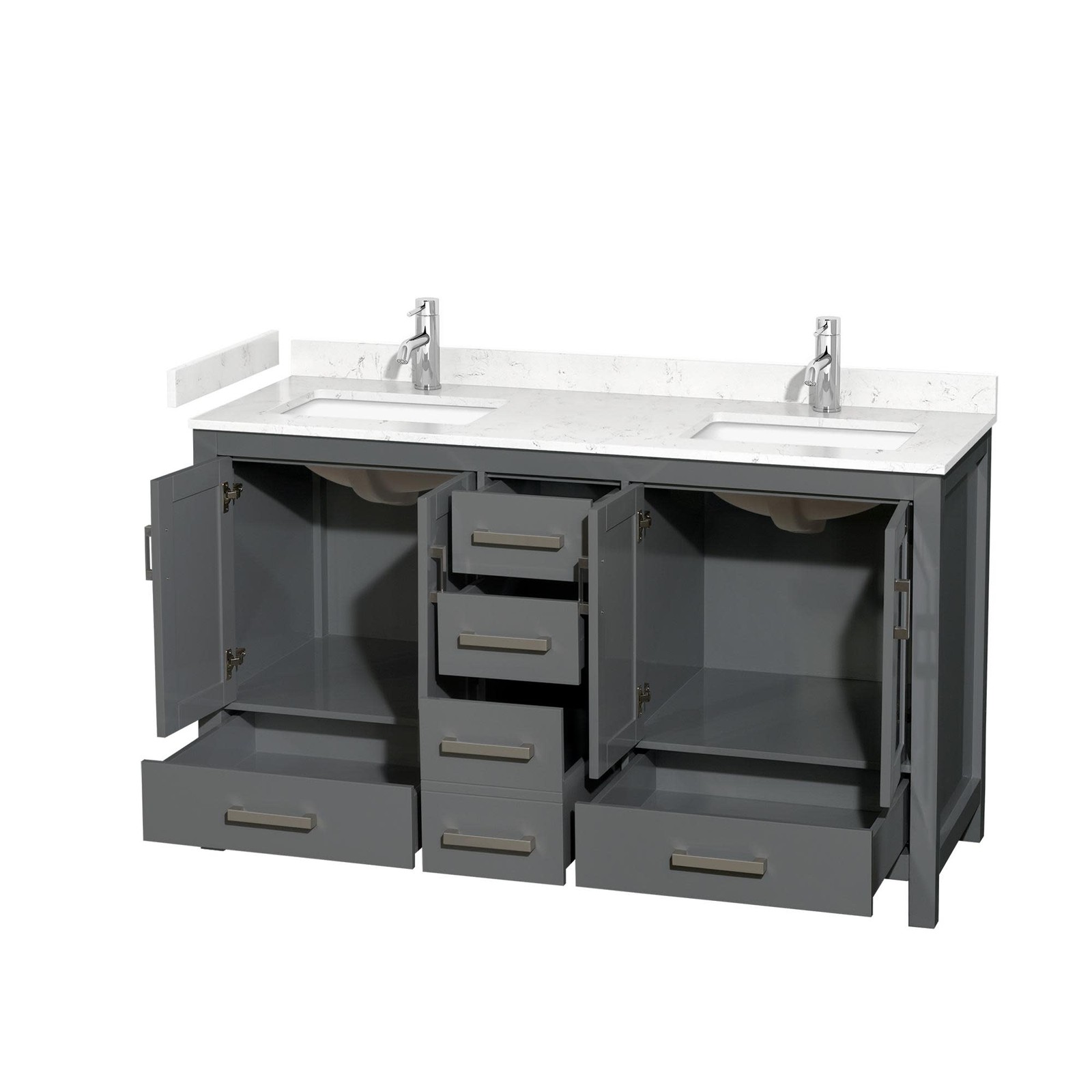 Wyndham Collection WCS141460D-VCA-MXX Sheffield 60″ – Gray / Carrara Cultured