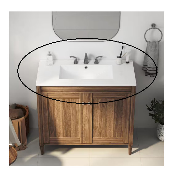 Tucson 36″ W x 18″ D Single Sink Vanity Top White Widespread 8″ NEW (36F)