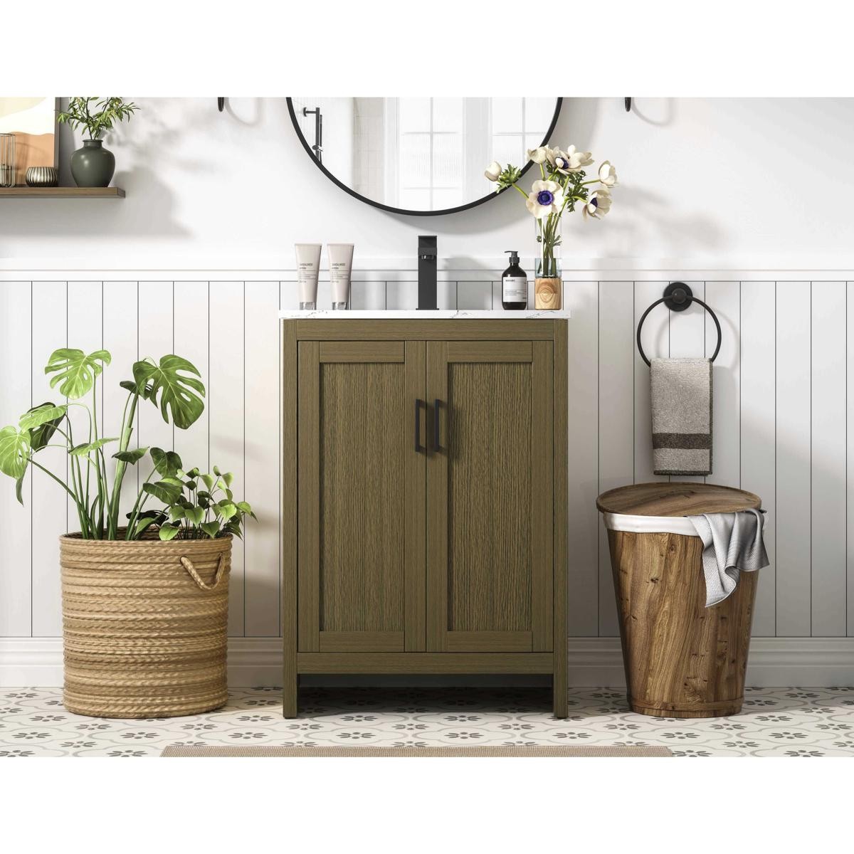 Elegant Lighting VF25124MCB Finnley Vanity Chestnut Brown