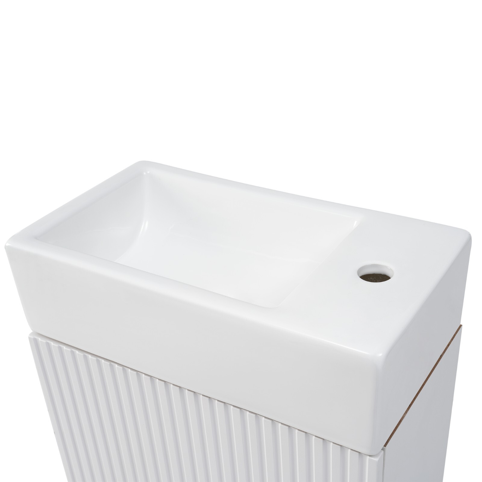 Wooden 18.6″ Bathroom Vanity Cabinet with Ceramic Sink Storage Shelf Tissue Rack