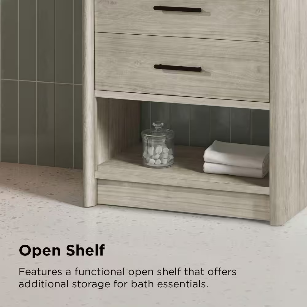 Camley 30 In. Single Sink Freestanding Sandstorm Bath Vanity with White Engineer