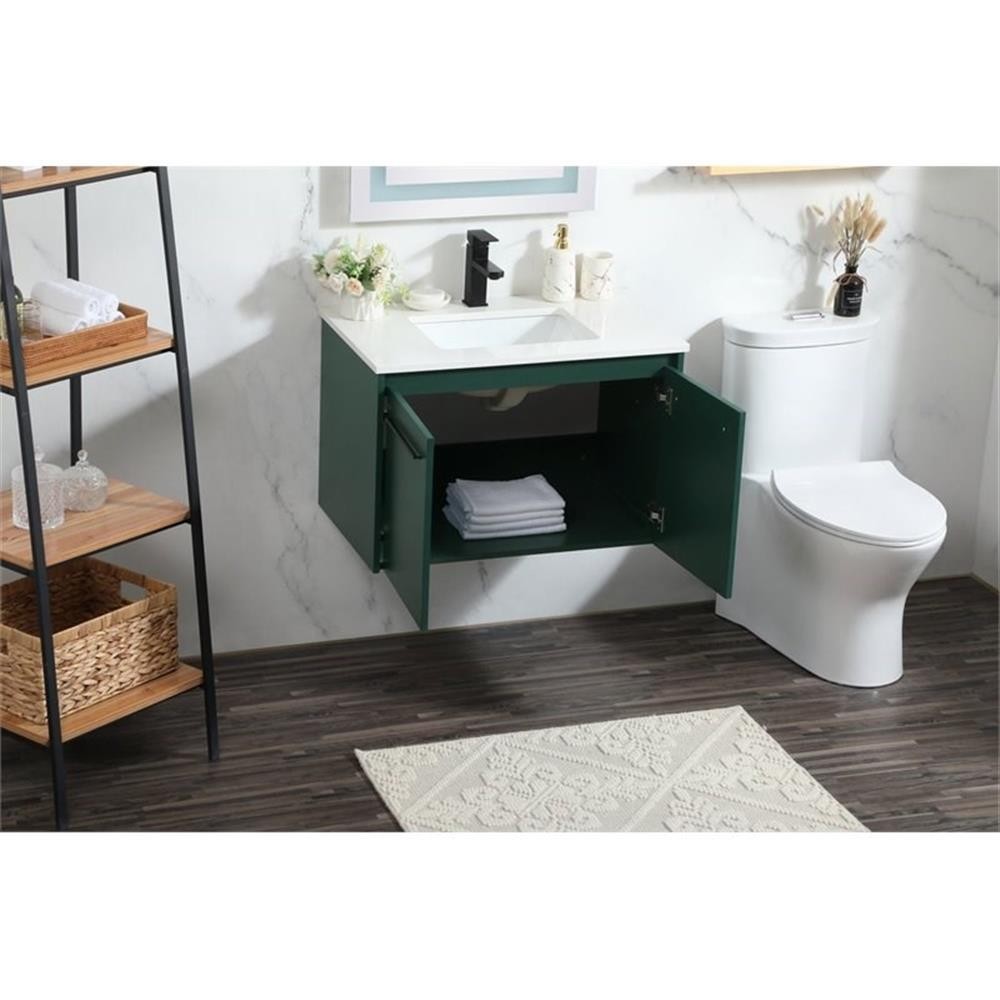 Elegant Decor Penn 30″ Aluminum Alloy MDF Single Bathroom Vanity in Green