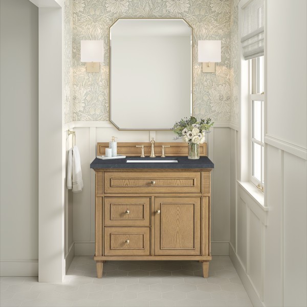 36″ James Martin Lorelai 424-V36-LNO-3CSP Vanity Cabinet Charcoal Soapstone Top