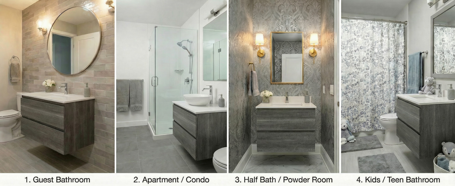 24 Inch Floating Bathroom Vanity with Sink, Gray Wall Mounted Vanity Cabinet