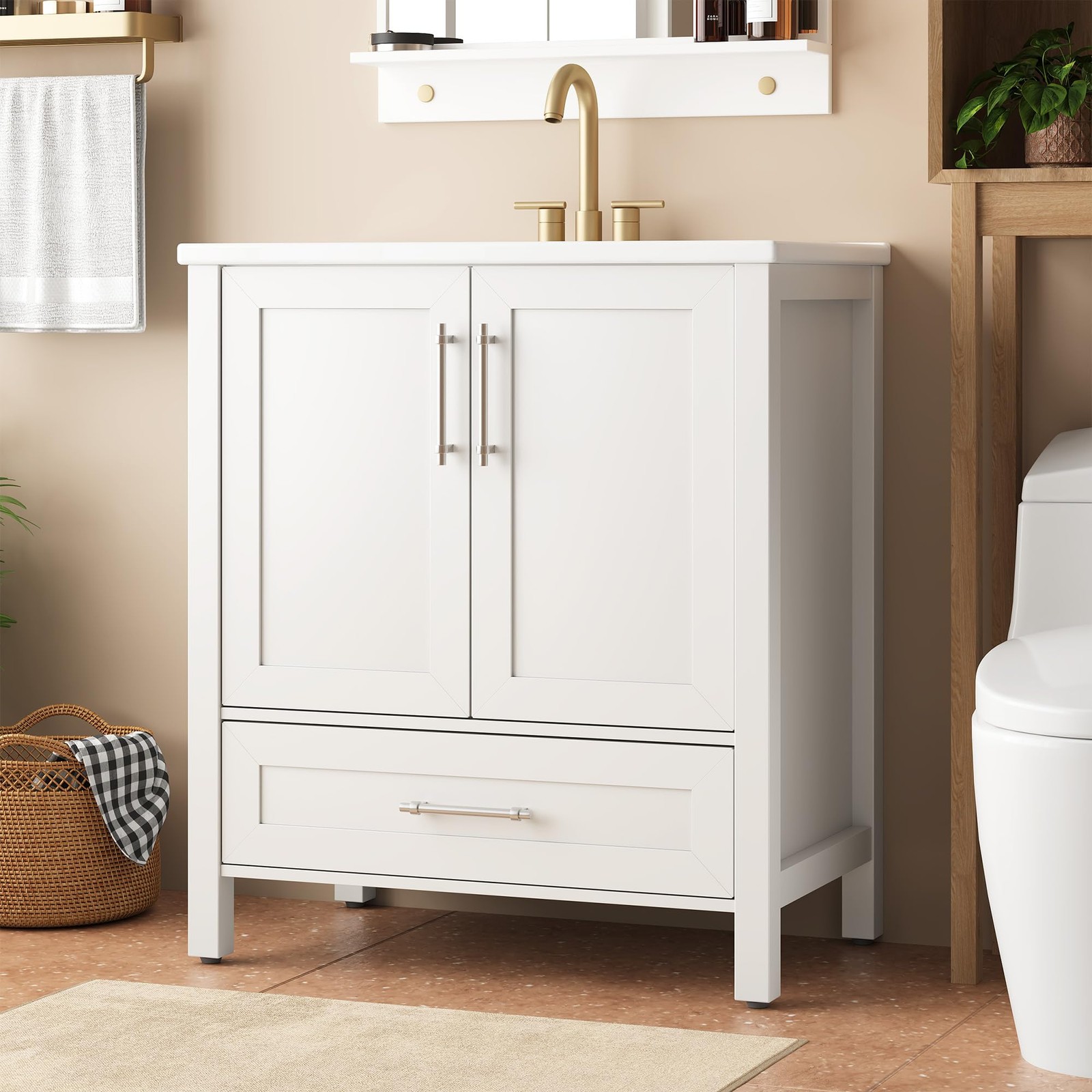 24/30/36″Bathroom Vanity with Sink,Doors & Drawers Bathroom Cabinet Vanity W/Top