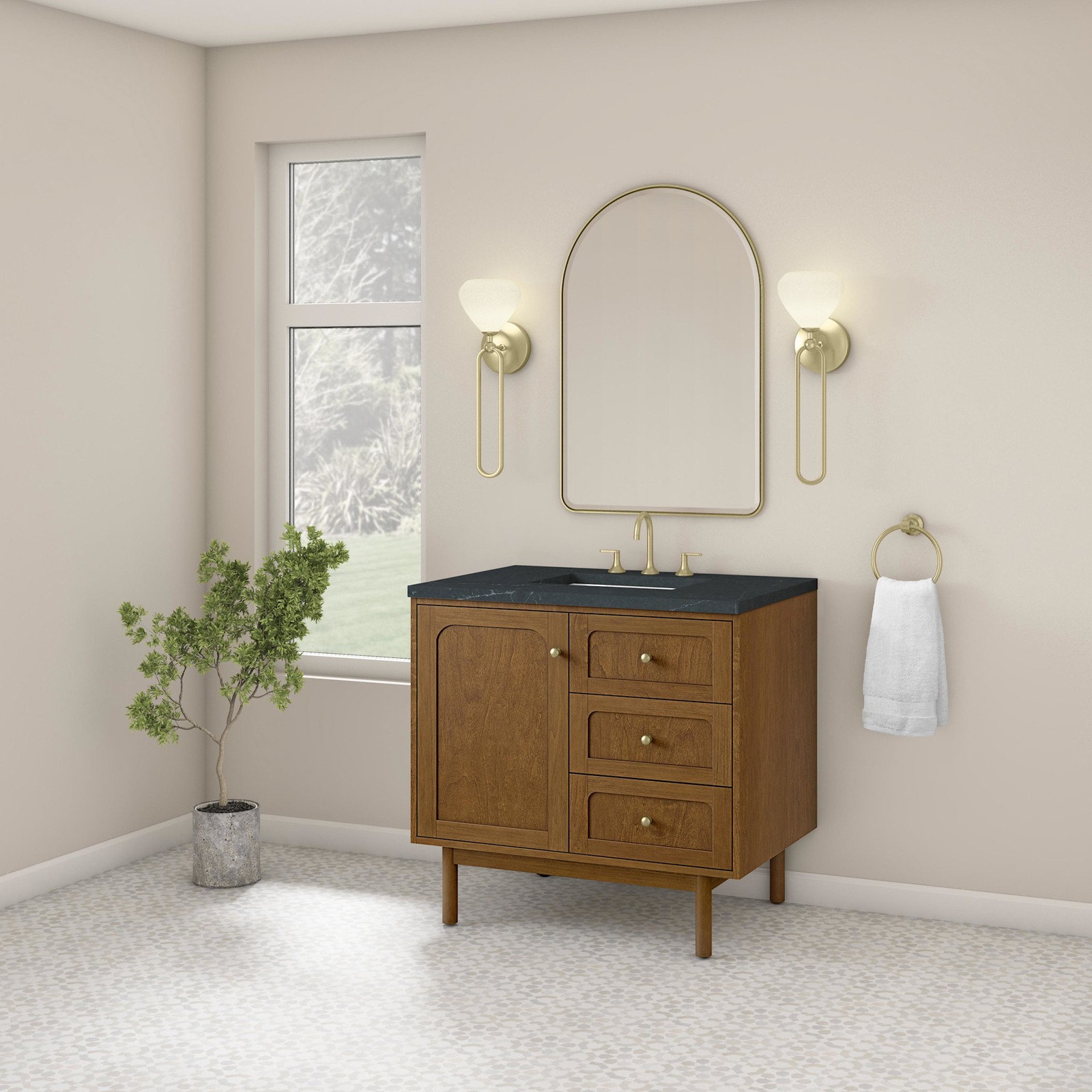 James Martin Vanities 545-V36-3CSP Laurent 36″ Single Basin – Light Natural Oak