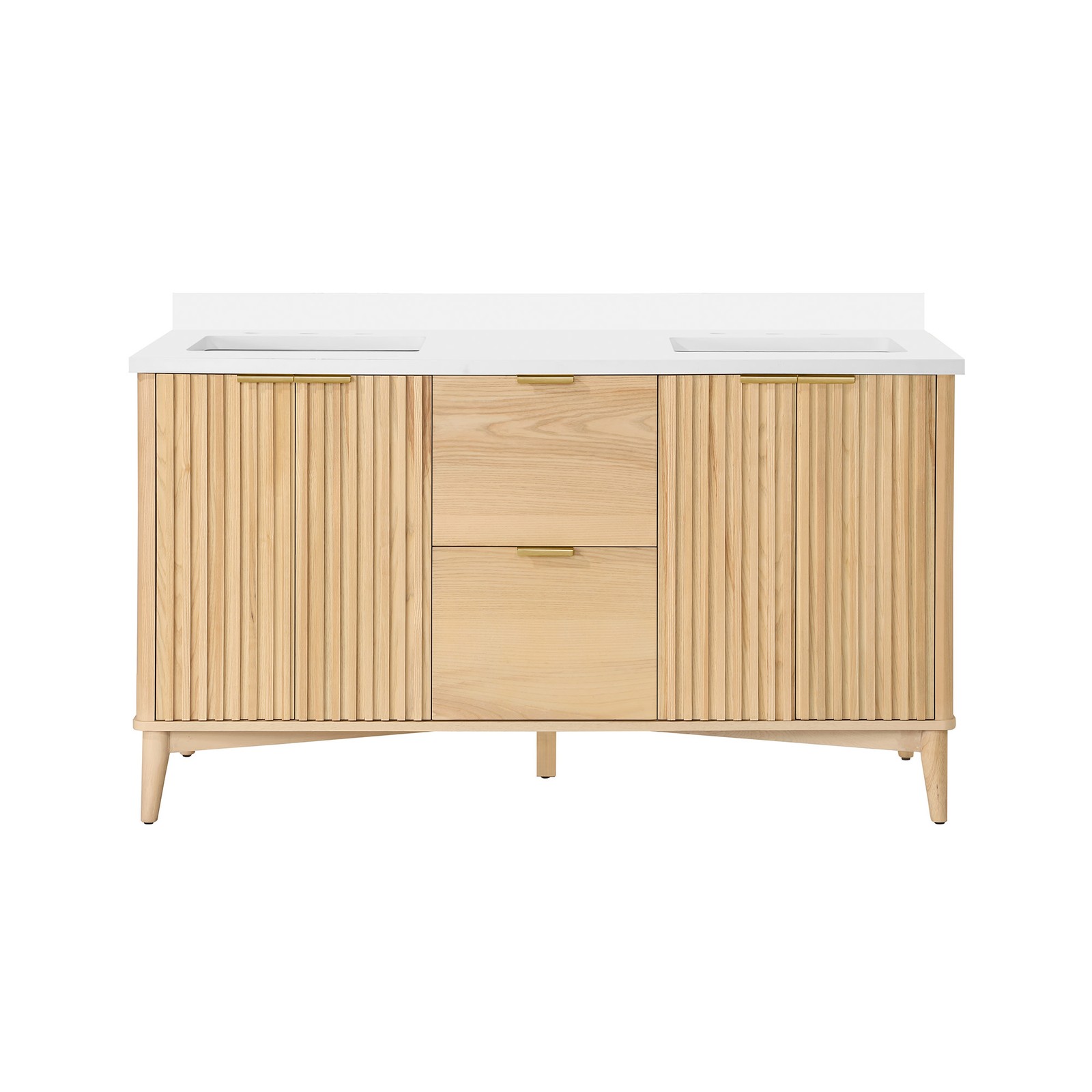 Gabi 60 in. Double Sink Freestanding Rustic Ash Bathroom Vanity