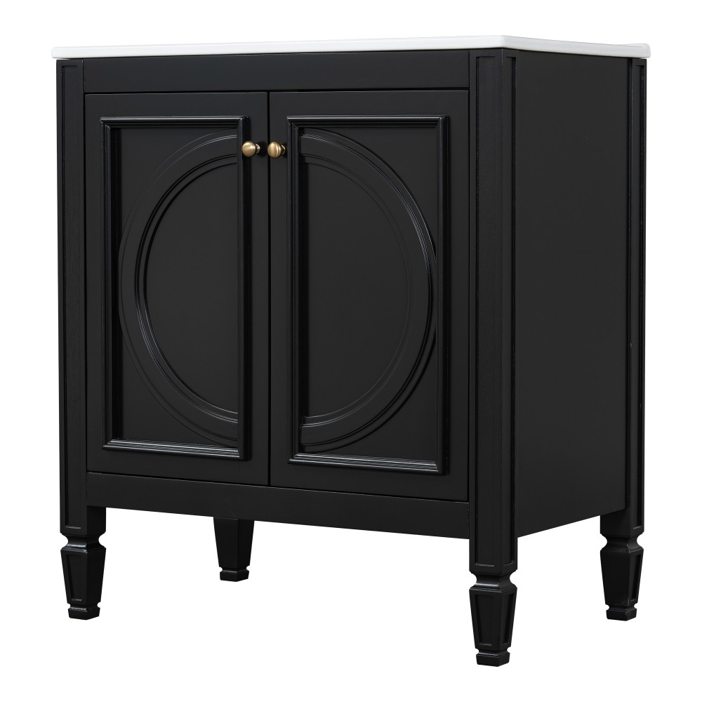 30″ Bathroom Vanity with Sink, Two Doors with Shelf, Soft Close Door Hinges