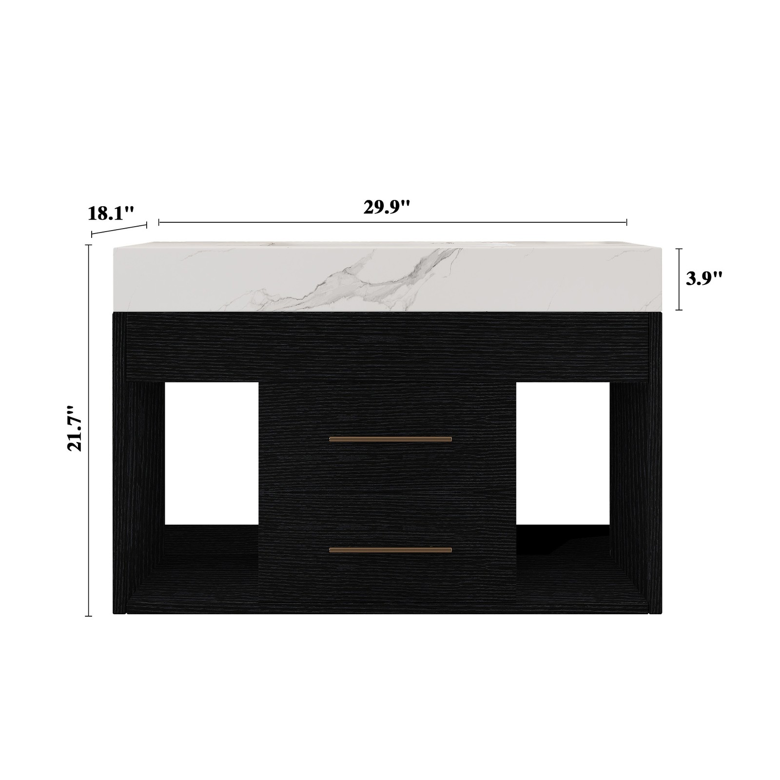 Modern Floating Bathroom Vanity Sintered Stone Top Ceramic Undermount Sink 29.9″