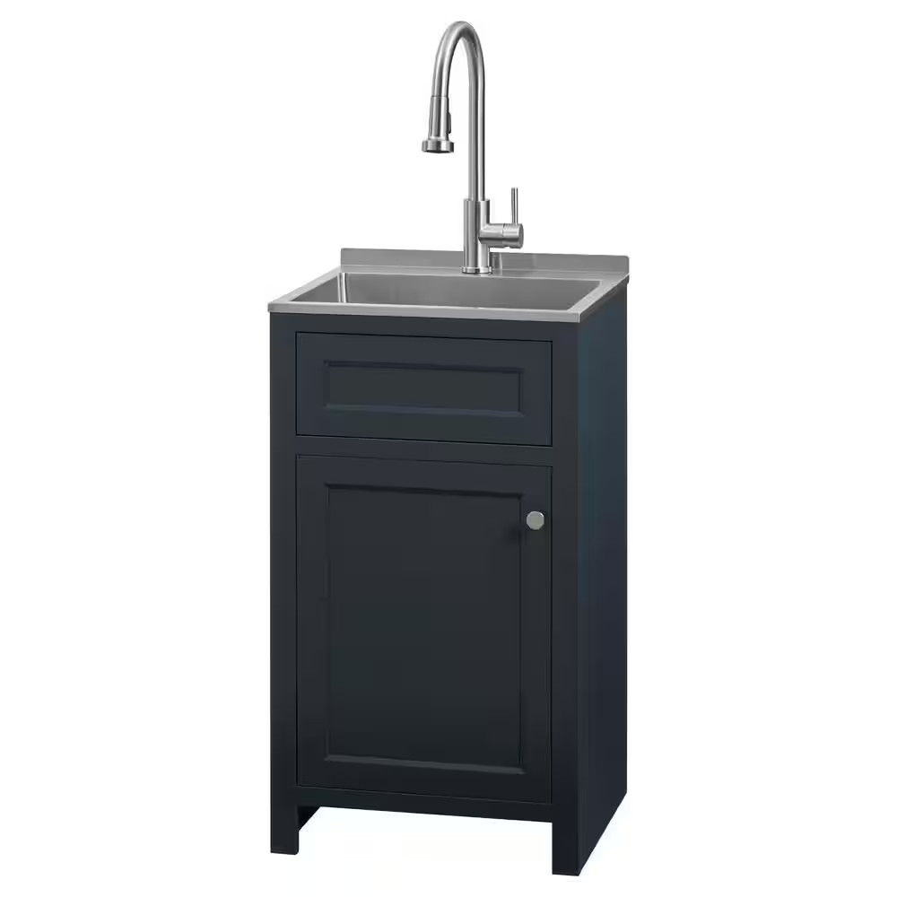 20 In. W Drop-In Laundry Sink with Faucet and Ready to Assemble Cabinet with CLI
