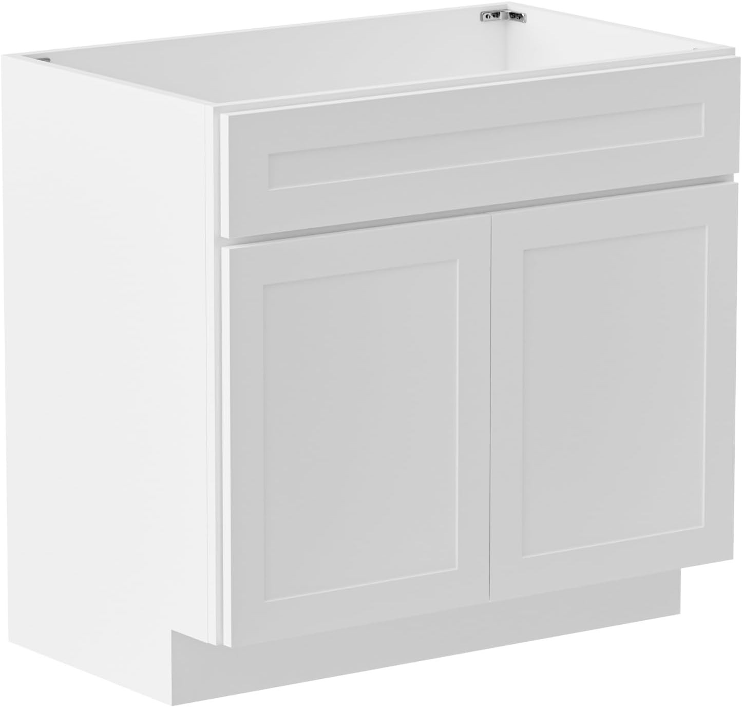 36 Inch Unassembled Bathroom Vanity Cabinet, White, Sink & Handles Not Included