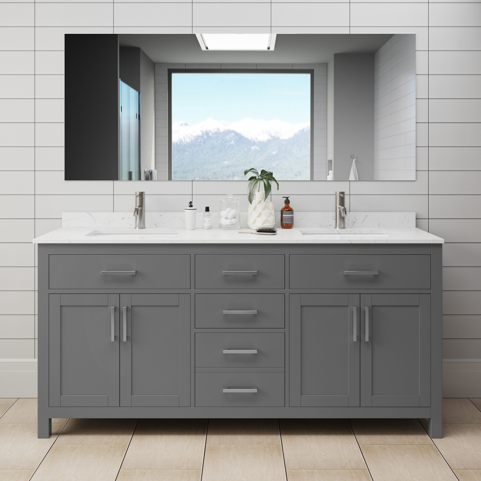 Wyndham Collection WCG242472DCCUNSMXX Beckett 72″ – Dark Gray / Carrara Cultured
