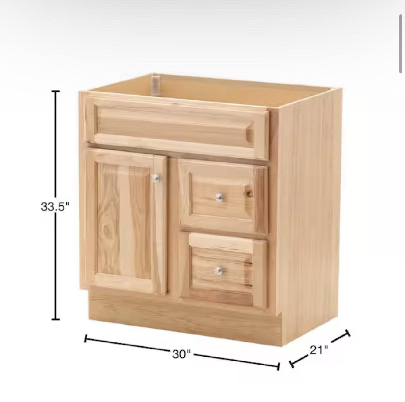 30 in. W x 21 in. D x 33.5 in. H Vanity Cabinet without Top in Natural Hickory