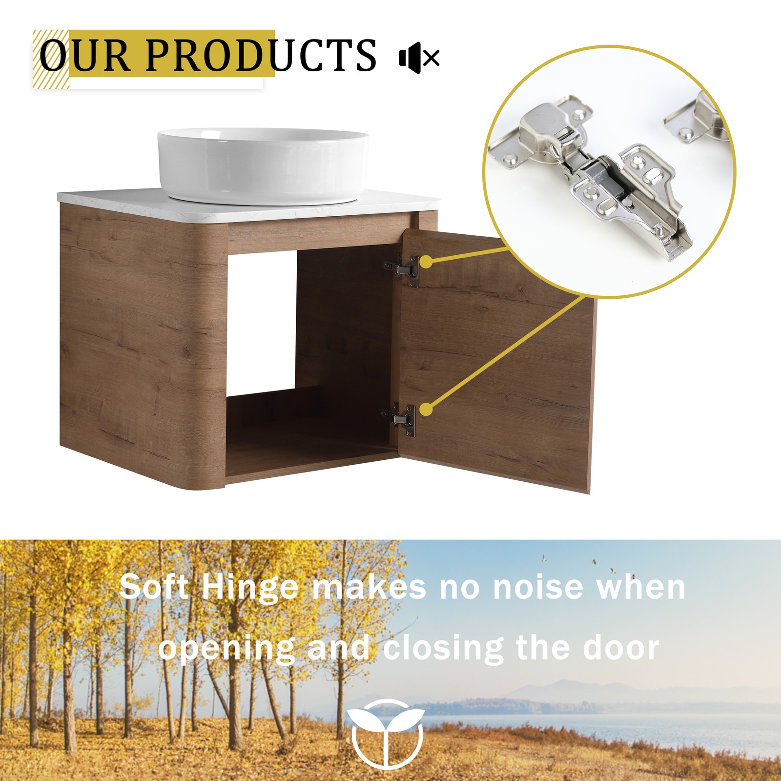 24 In Bathroom Vanity With White Flat Stone Slab Top White Ceramic Vessel Sink