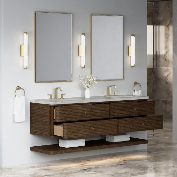 72″ James Martin Allamari D640-V72-SBL-WVSL Double Vanity Cabinet Silver Top