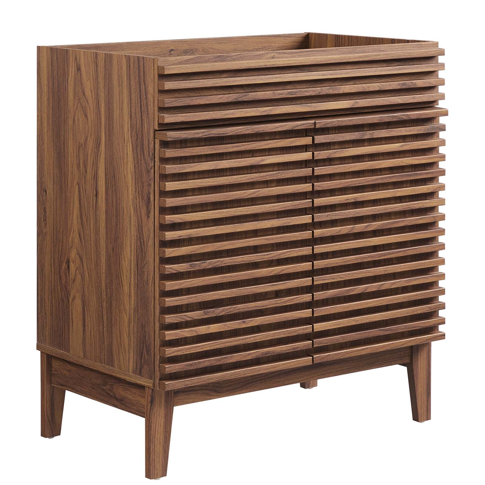 Modway Render 30″ Bathroom Vanity in Walnut – Sink Basin Not Included