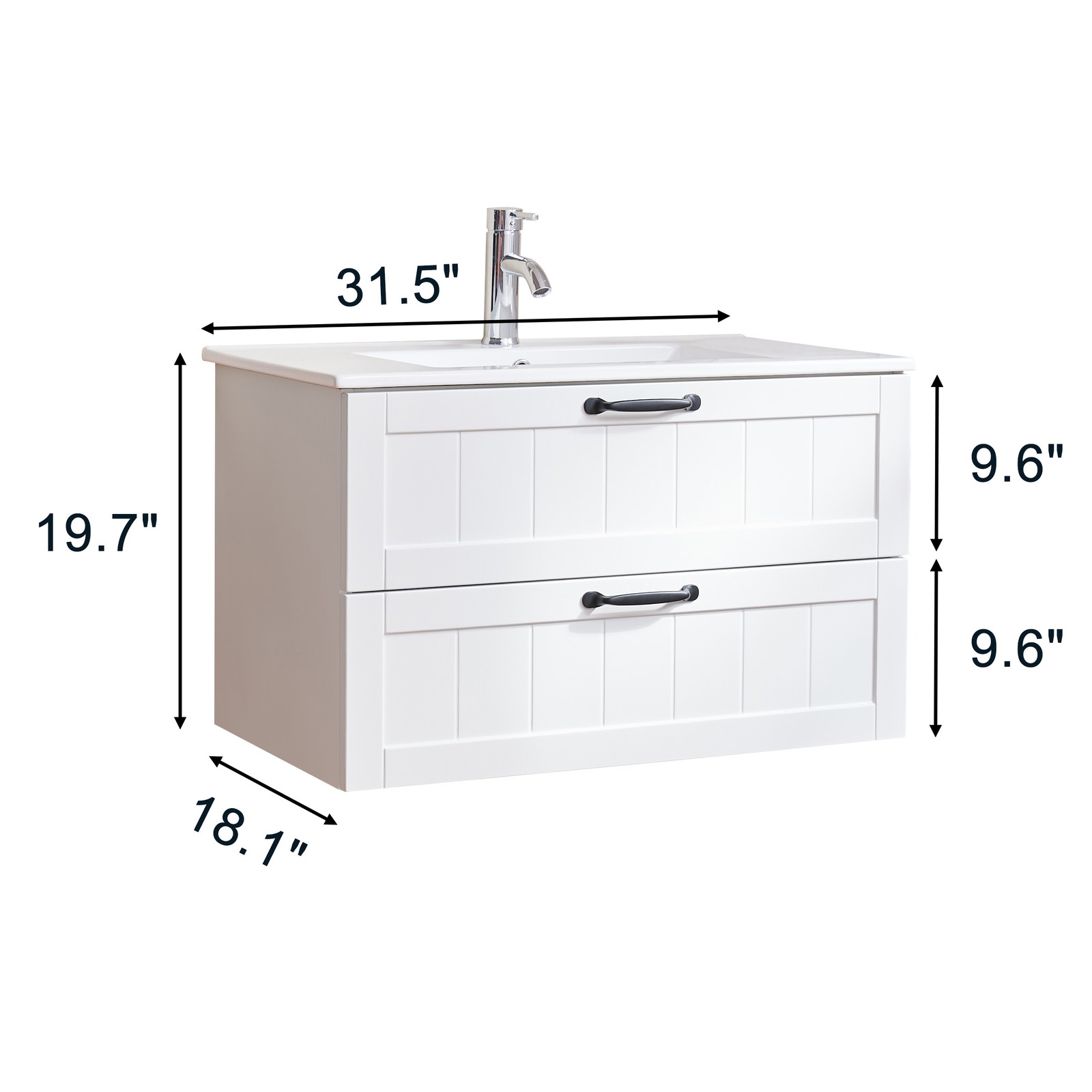 31.5″ Bathroom Vanity Cabinet with Sink Combo, Wall Mounted Floating Cabinet