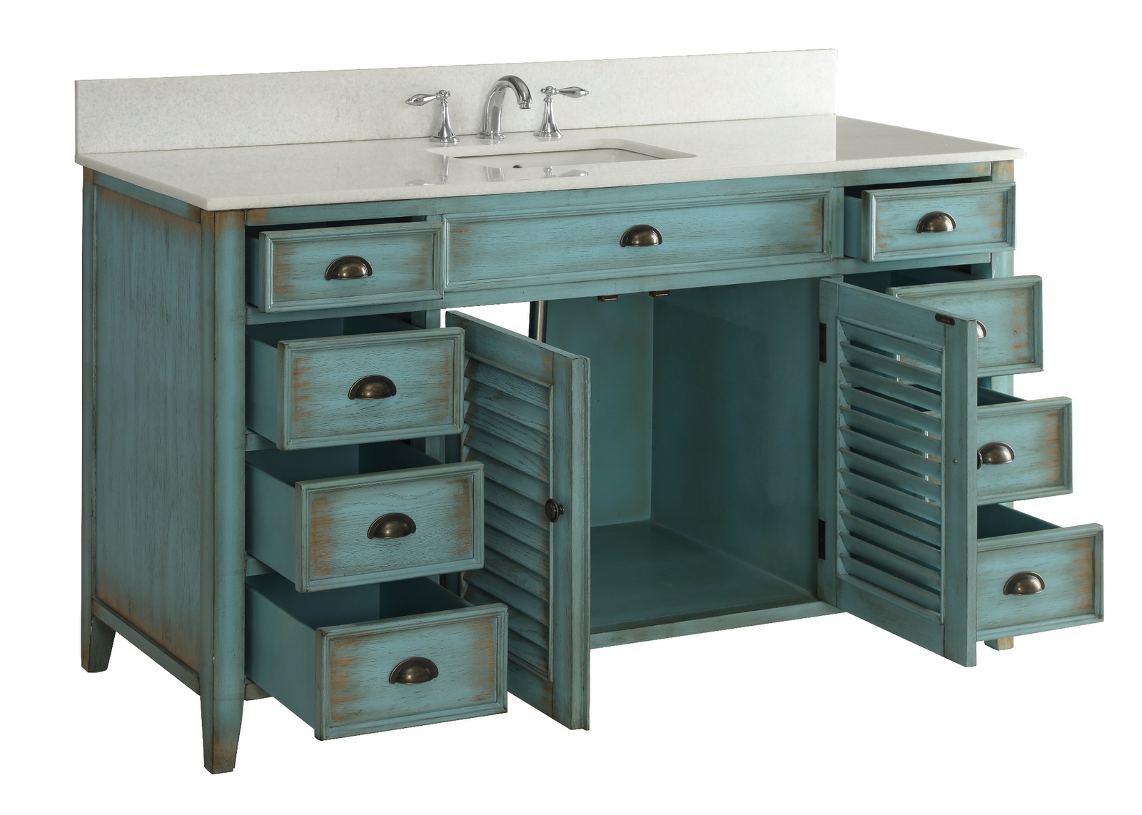 60 inch Bathroom Cabinets Vanity Rustic Decor Abbeville CF-66323BU-60-1