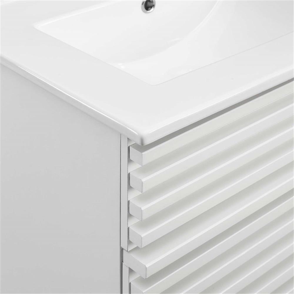 Modway Render Modern Style Wood Bathroom Vanity in White Finish
