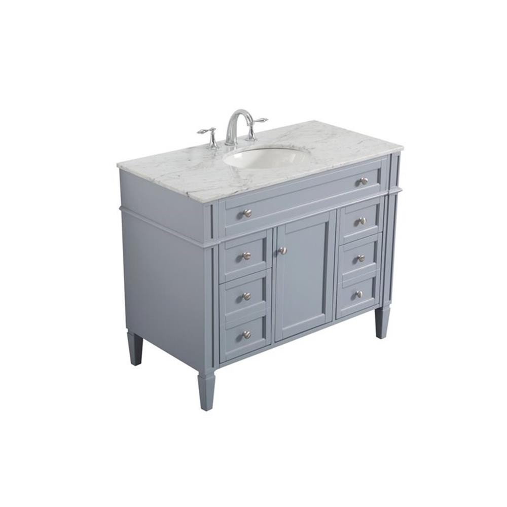 Elegant Decor Park Avenue 42″ Metal MDF Marble Single Bathroom Vanity in Gray
