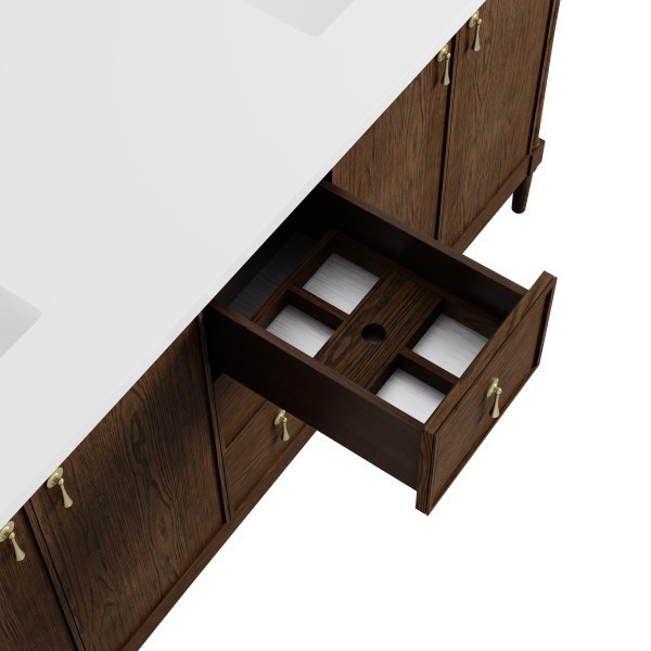 72″ James Martin Kinnsden D680-V72-SBK-3CSP Double Vanity Cabinet Charcoal Top