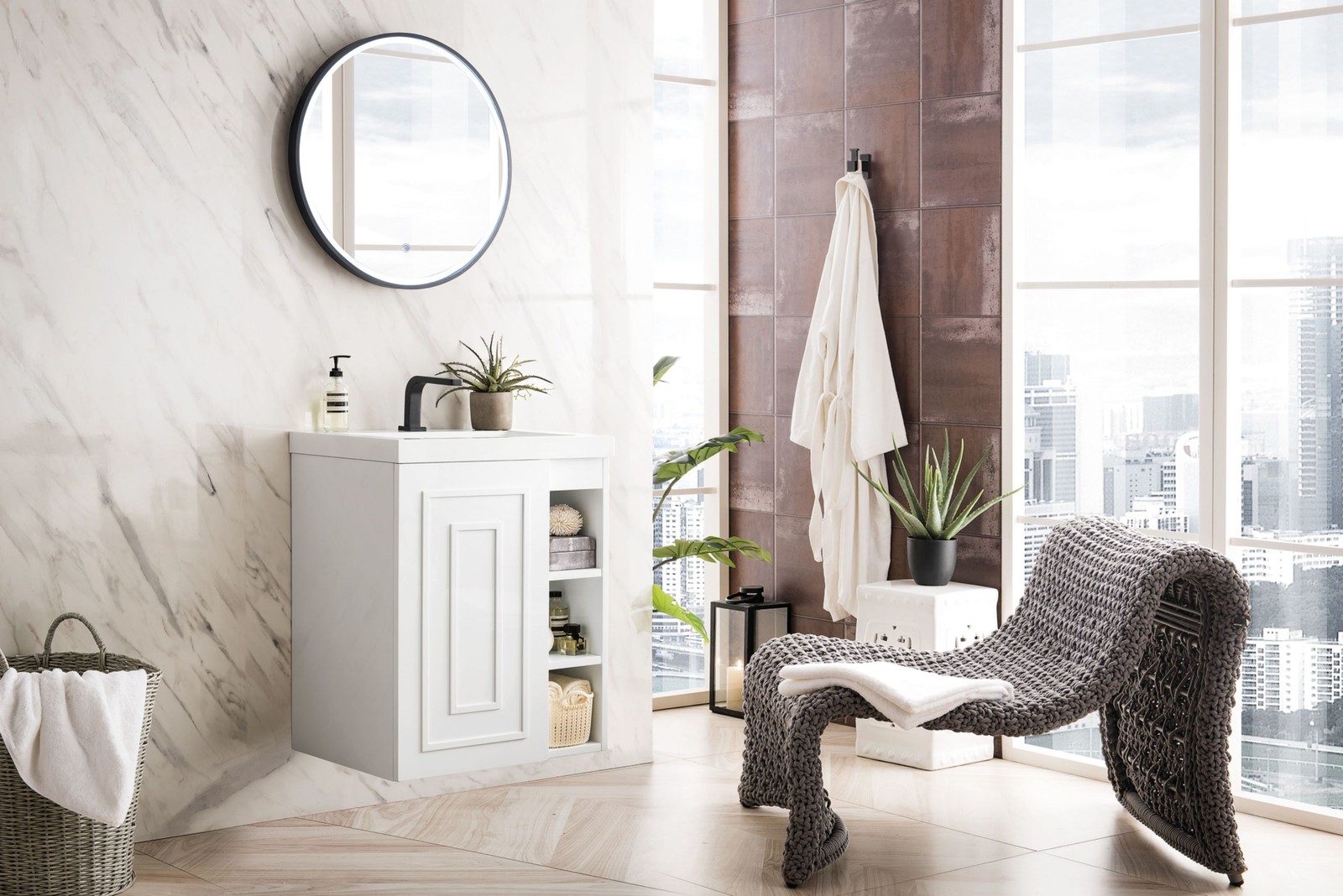 James Martin Vanities E110V24WG Alicante 24″ Wall Mounted Single – White