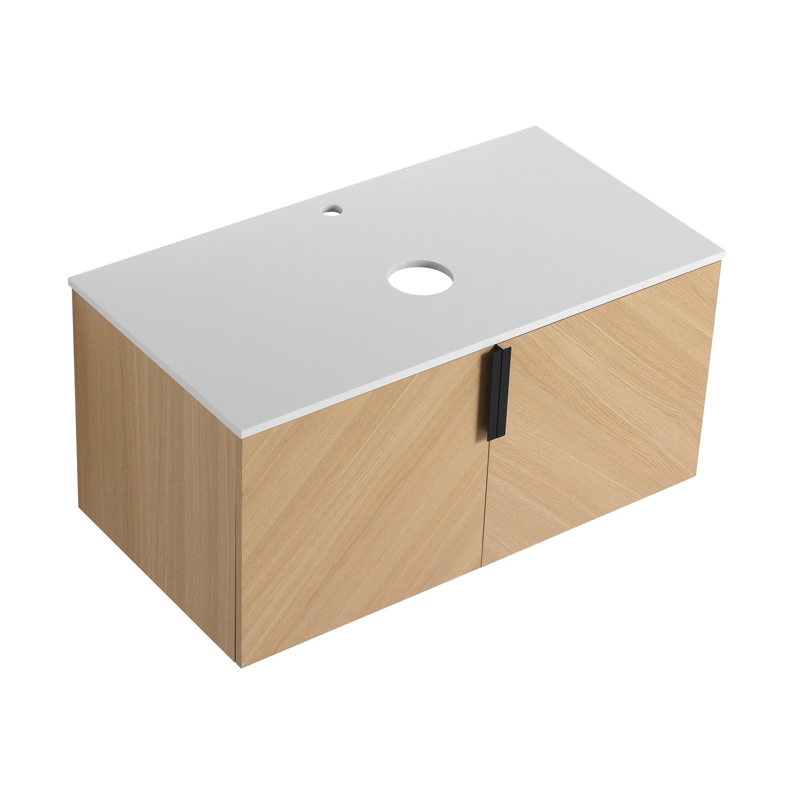 36″ Wall-Mounted Plywood Bathroom Vanity With Top Artificial Stone Slab 2 Doors