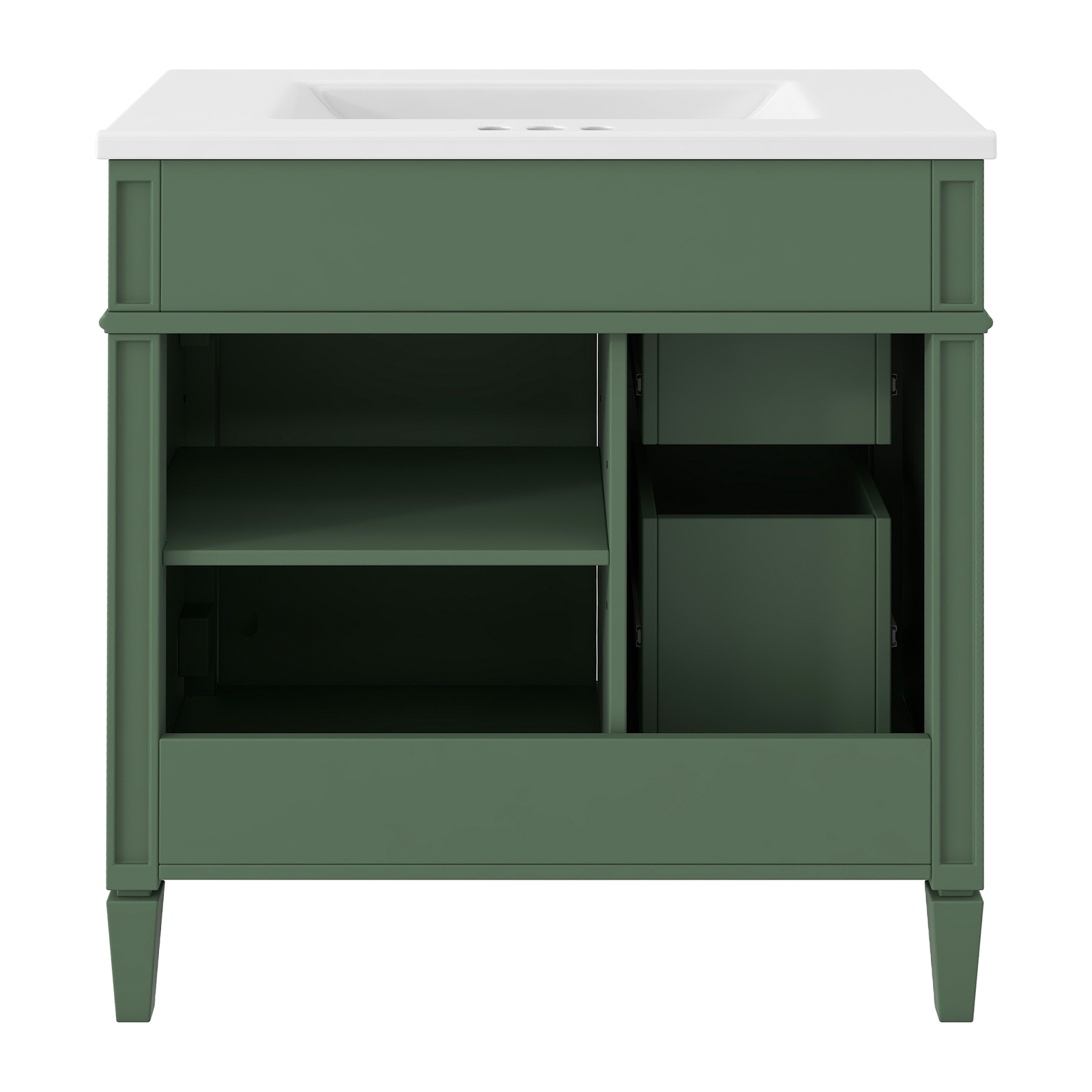 30” Bathroom Vanity with Top Ceramic Sink Modern Storage Cabinet with 2 Drawers