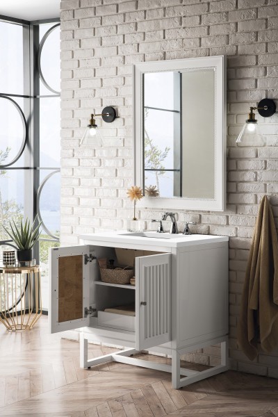 30″ James Martin Athens E645-V30-GW-3WZ Vanity Cabinet White Zeus Silestone Top