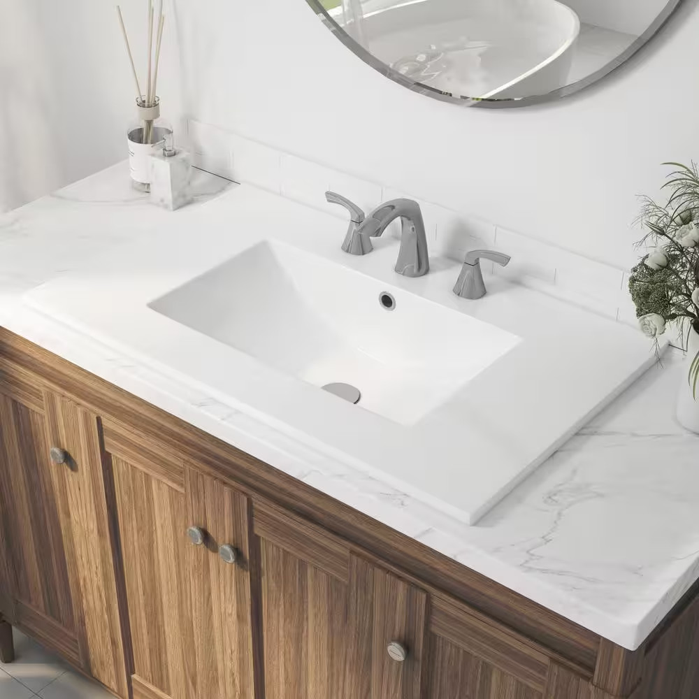 Tucson 30 In. W X 18 In. D Vitreous China Single Sink Vanity Top in White with 3