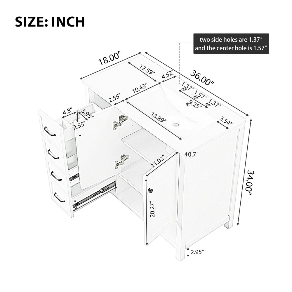 Bathroom Vanity with Sink Top, Bathroom Cabinet with Two Doors and Two Drawers