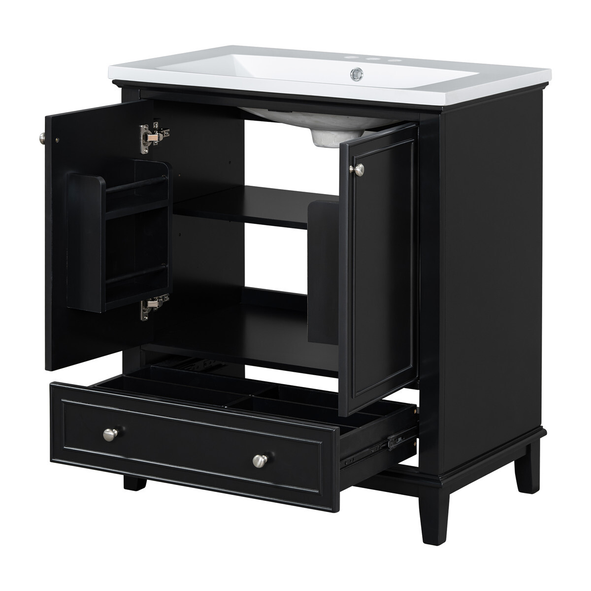 30″ Bathroom Vanity w/Sink, Drawer, 2 Doors, Freestanding Vanity Storage Cabinet
