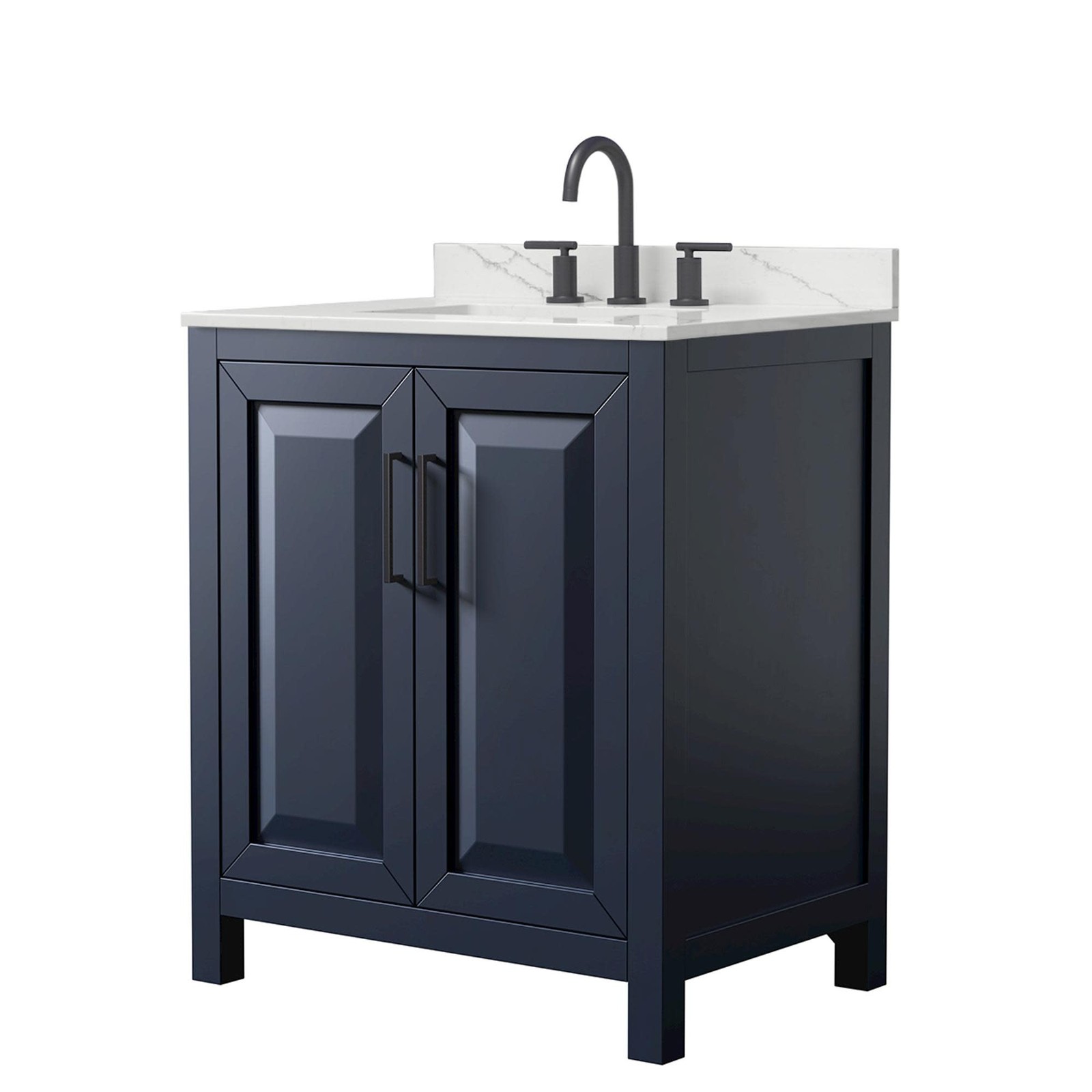 Wyndham Collection WCV252530S-QTZ-US3MXX Daria 30″ – Dark Blue / Giotto Quartz