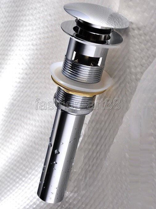 Chrome Large Round Cap Pop Up Bathroom Vessel Sink Drain With Overflow fsd019