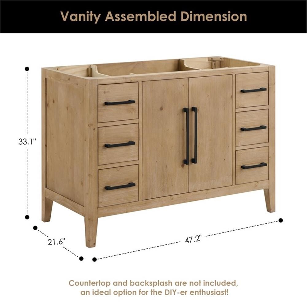 Pemberly Row 48″ Wood Vanity Base – Weathered Fir without Top and Sink no Mirror