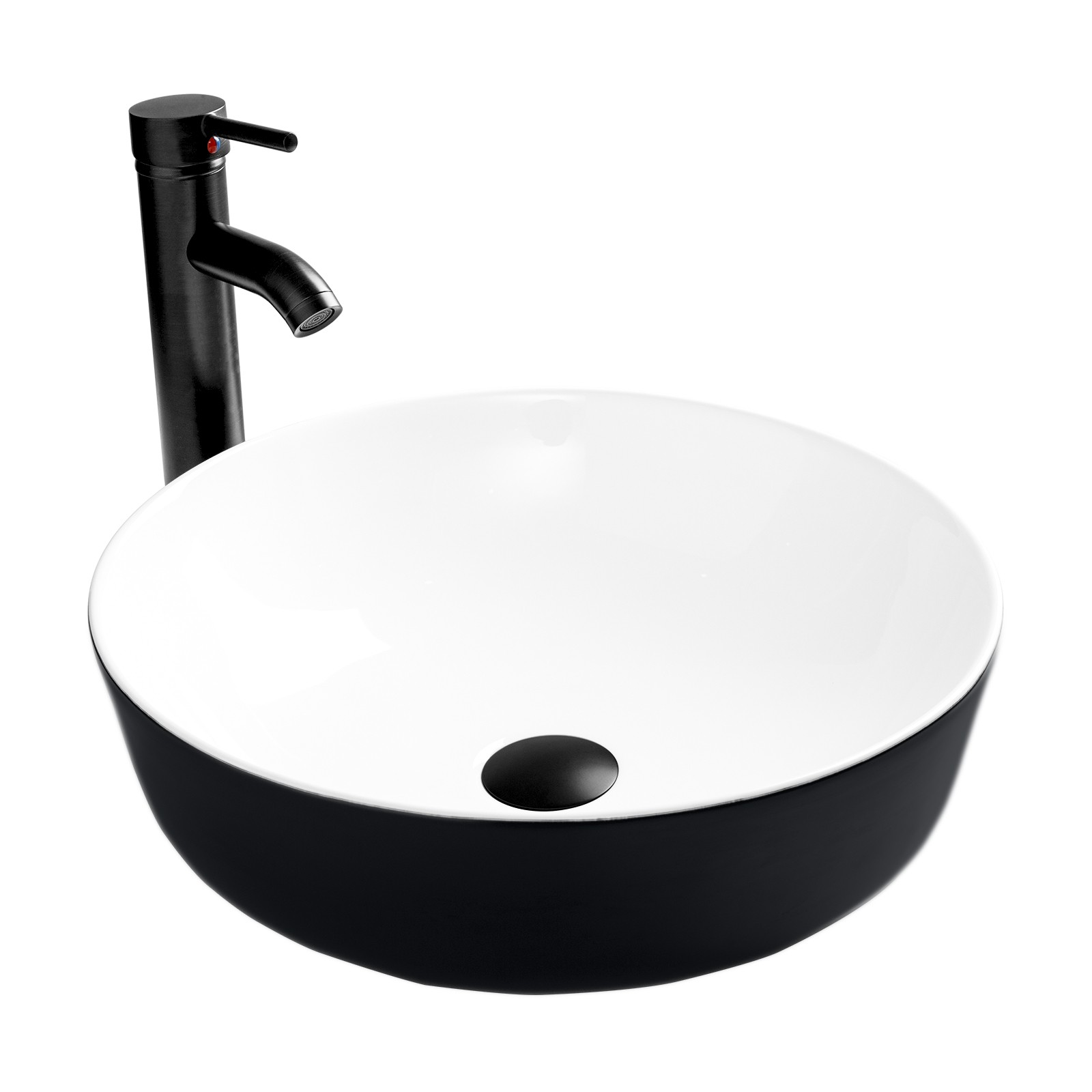 Modern 24″ Vanity Set with Black Ceramic Sink | Cabinet + Drawer Storage