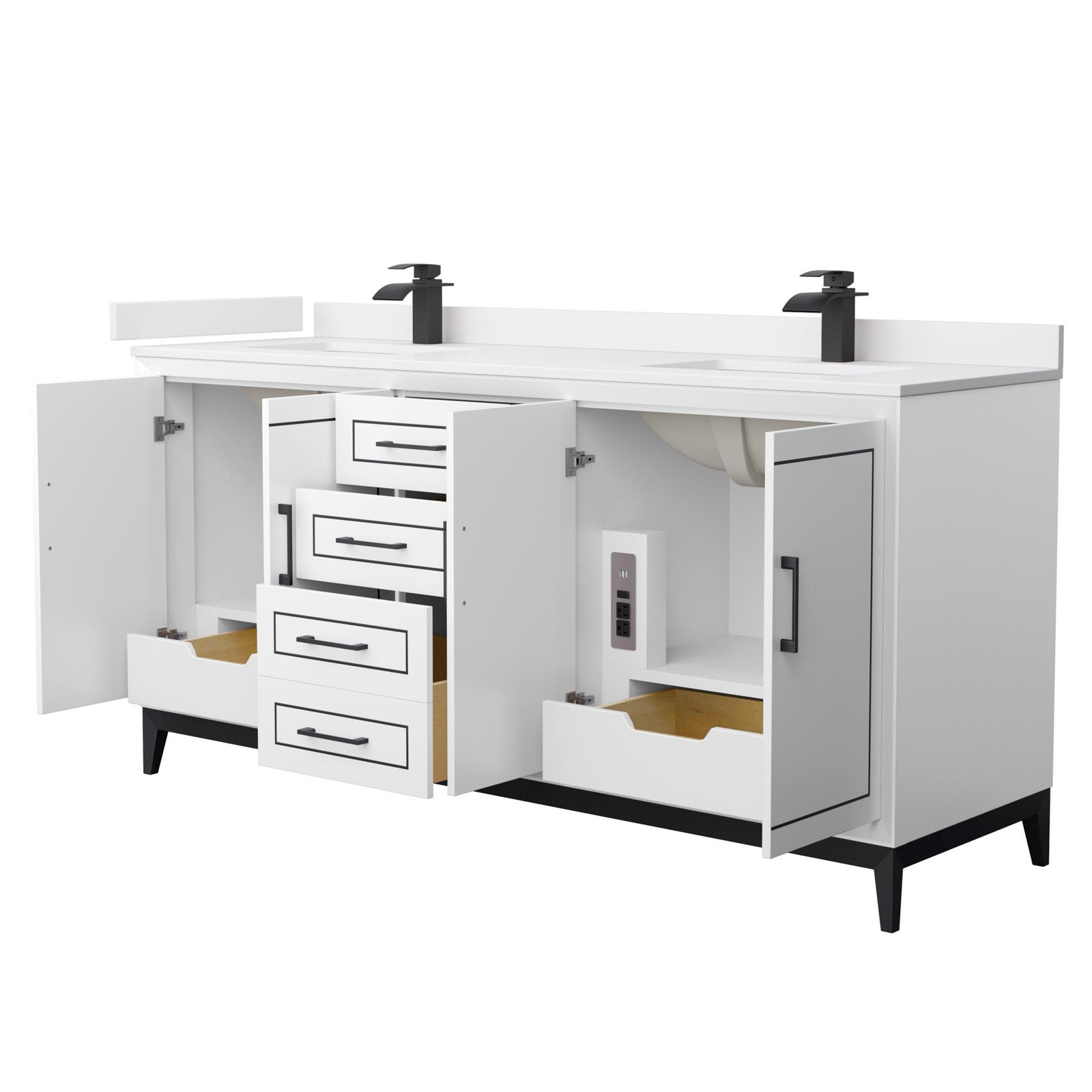 Wyndham Collection WCH515172D-VCA-UNSMXX Marlena 72″ – White / Carrara Cultured