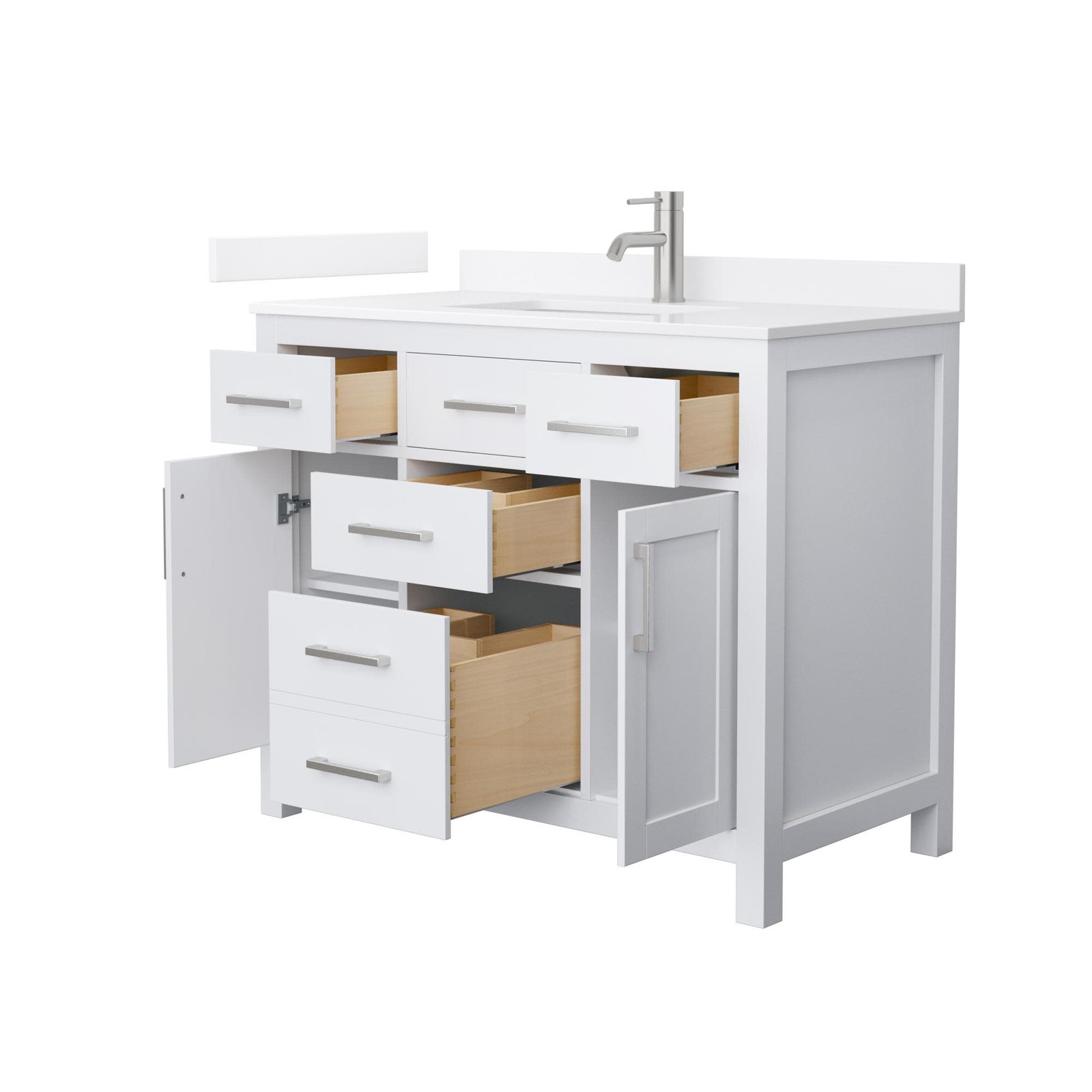 Wyndham Collection WCG2424-42S-QTZ-UNSMXX Beckett 42″ – White / White Quartz Top